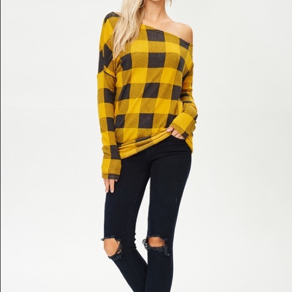 Mustard Yellow Buffalo One Off Shoulder Sweater - Picture 6 of 6